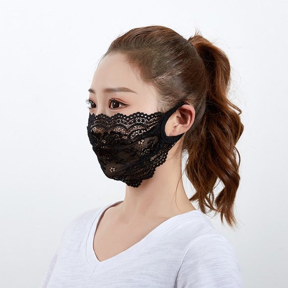 Black Lace Face Mask - Picture 4 of 13